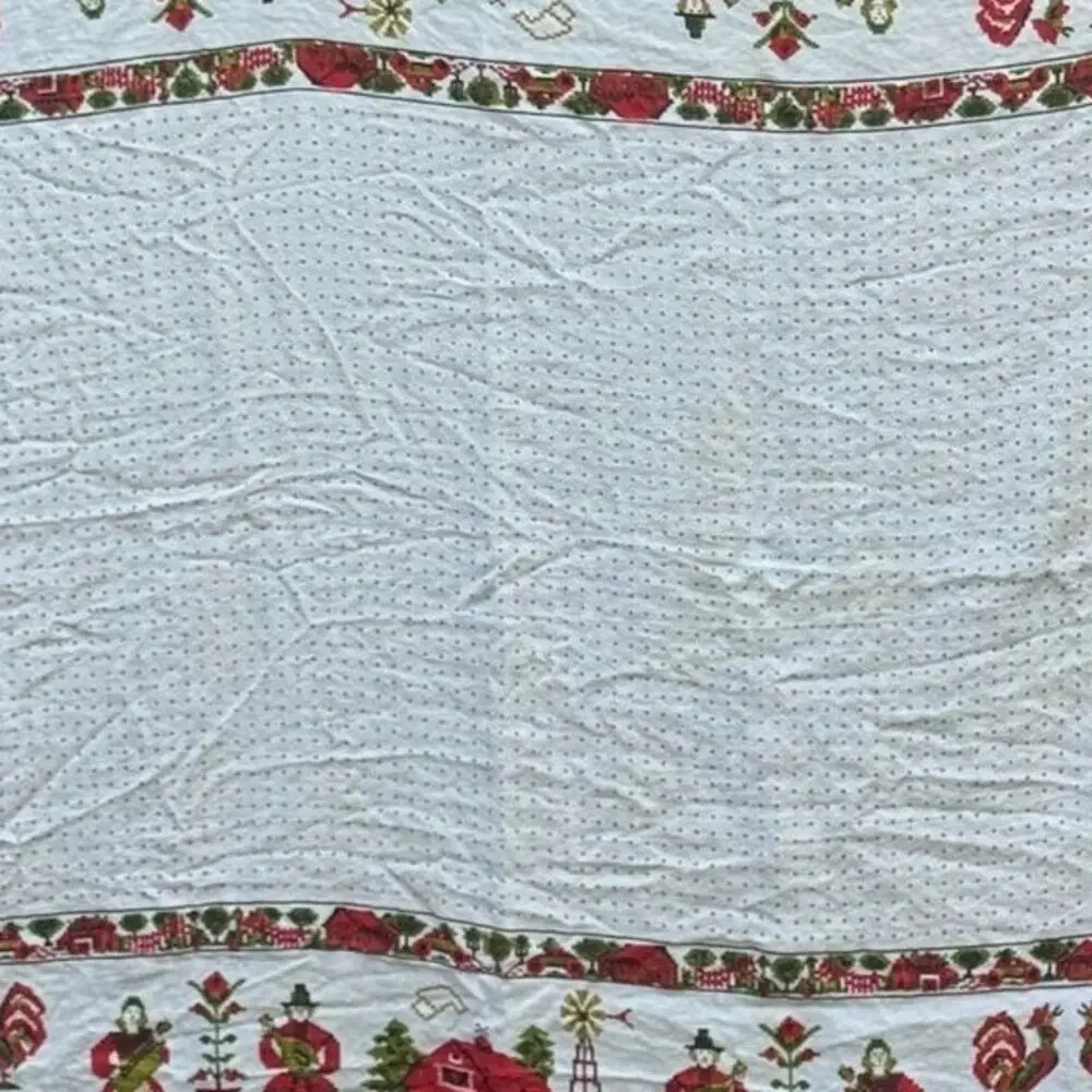 Pristine Mid Century Parisian Prints Printed Tablecloth Country Sampler 50x66